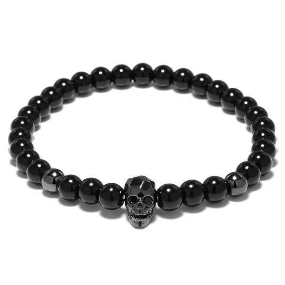 2pcs High Quality Cz Micro Pave Brass Beads Stones Bracelet Skull Bracelet Men (MB18029)