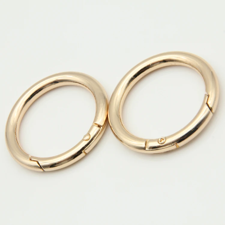 Latest shiny gold color metal spring gate ring for handbag use bag fittings