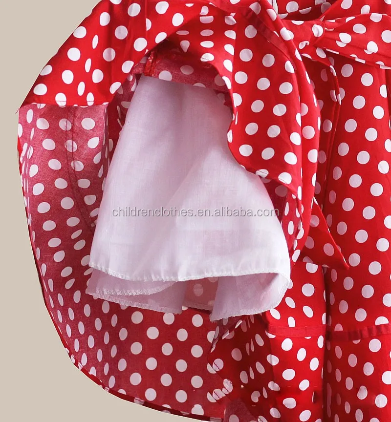 In boutique luxurious princess girl modern clothes red polka dots frock design with hat infant baby girl dresses
