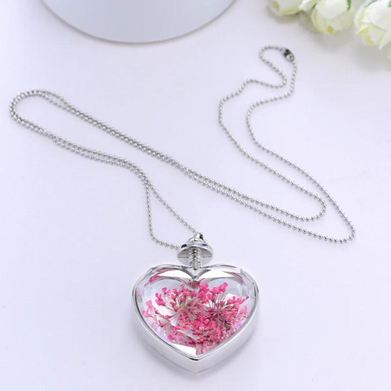 Wholesale Beautiful Real Flower Floating Locket Pendant Crystal Necklace