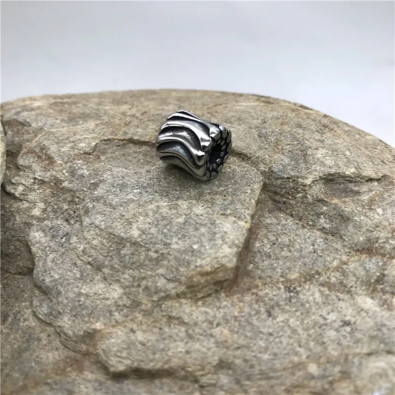 Изготовление под заказ Оптовая Подвески Fit для мужчин браслет старинное серебро 4 мм из нержавеющей стали с двумя отверстиями DIY, иных металлических бусины для изготовления ювелирных изделий