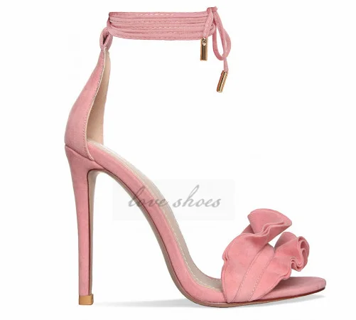ladies party shoes for women new alibaba women shoes Suede Lace Up Ruffle Heels
