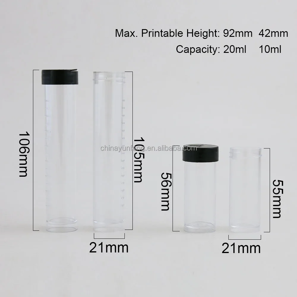 10ml,20ml Plastic Test Clear Tube With Screw Caps