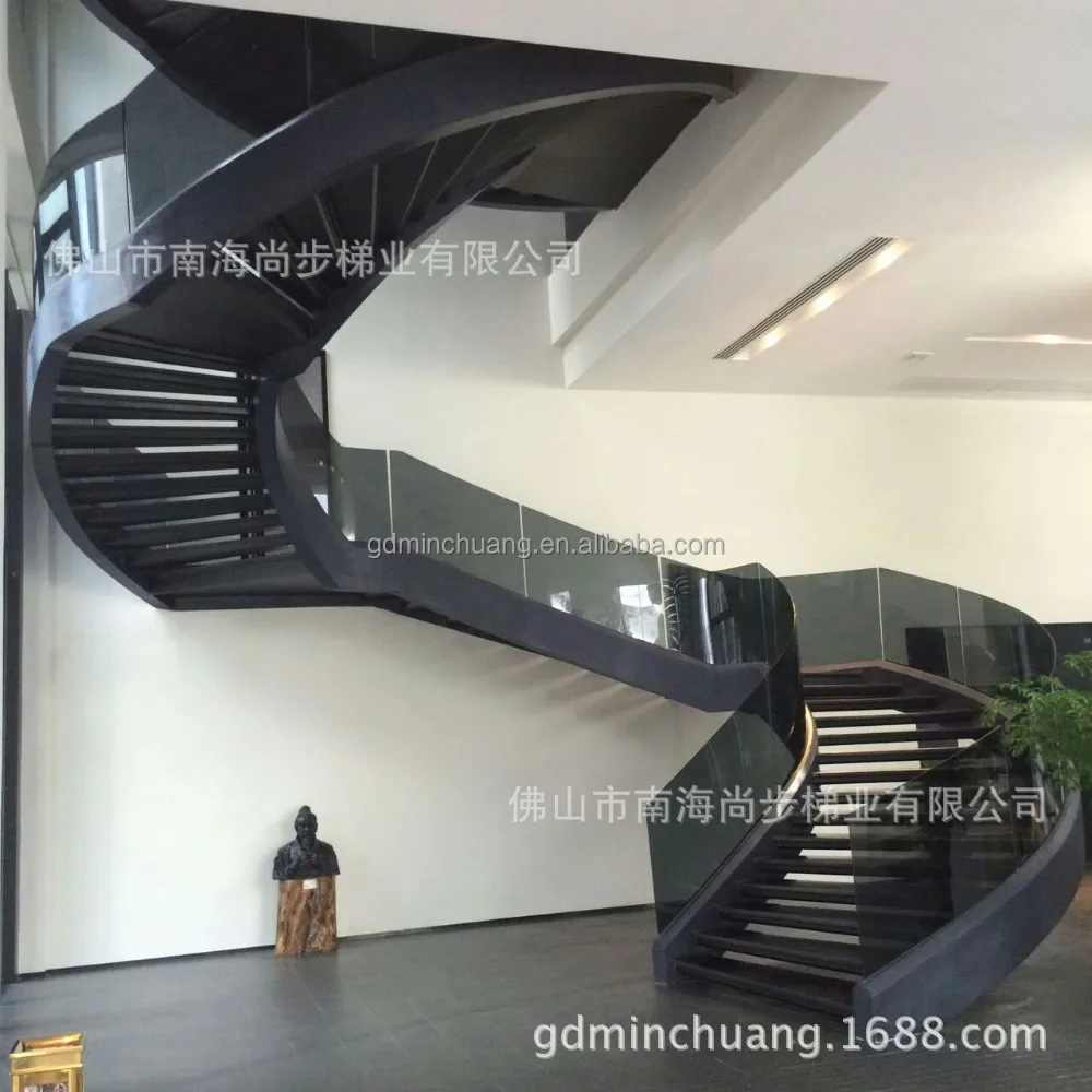 modern micro rotating steel plate curved stairs