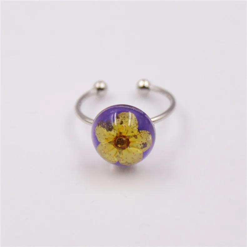 
Mini Real dried flower Lace Flower Resin Ball Ring Orb Globe Pressed Flower Jewelry for Crystal Clear Petite Dainty Gift 