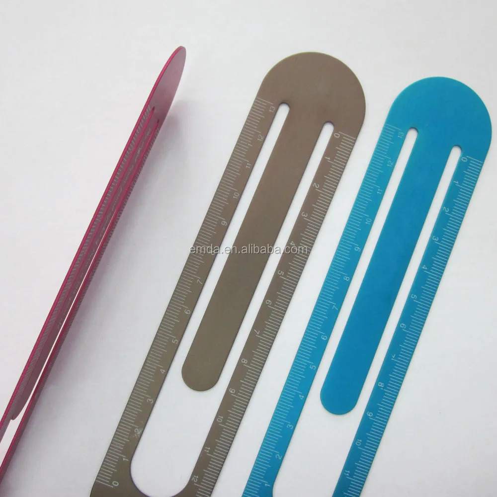 Factory price custom logo metal aluminium 13cm straight bookmark ruler