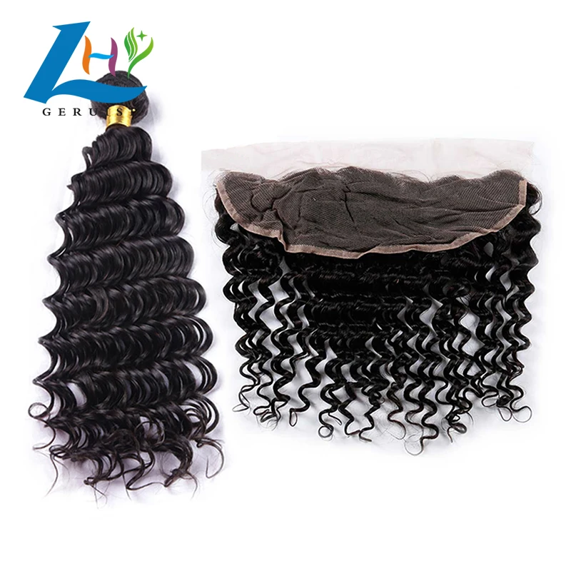 3 Bundles with closure 100 Unprocessed Brazilian Mink Virgin Human Hair Weaving 13x4 Deep Wave Deals With Swiss Lace frontal