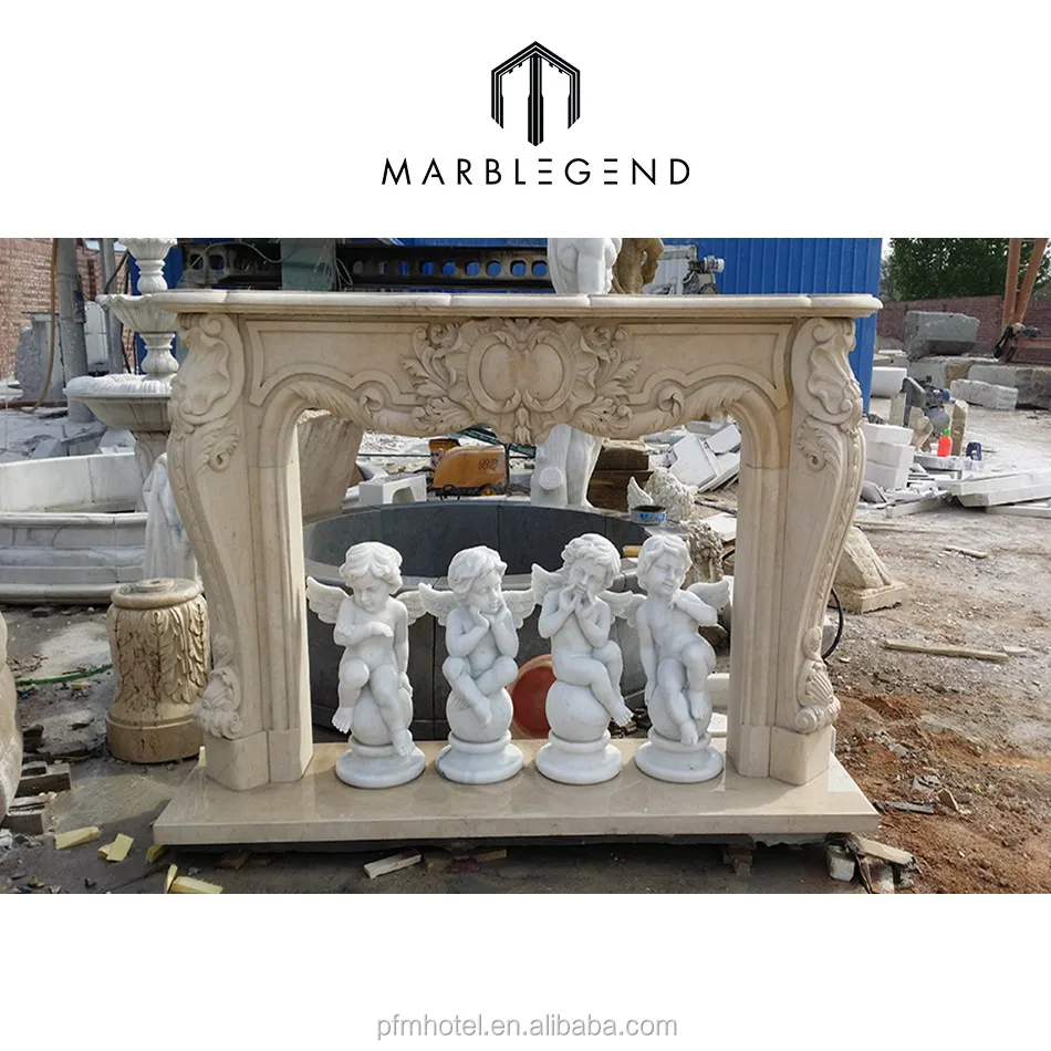 PFM Indoor Used Hand Carved marble fireplaces mantel