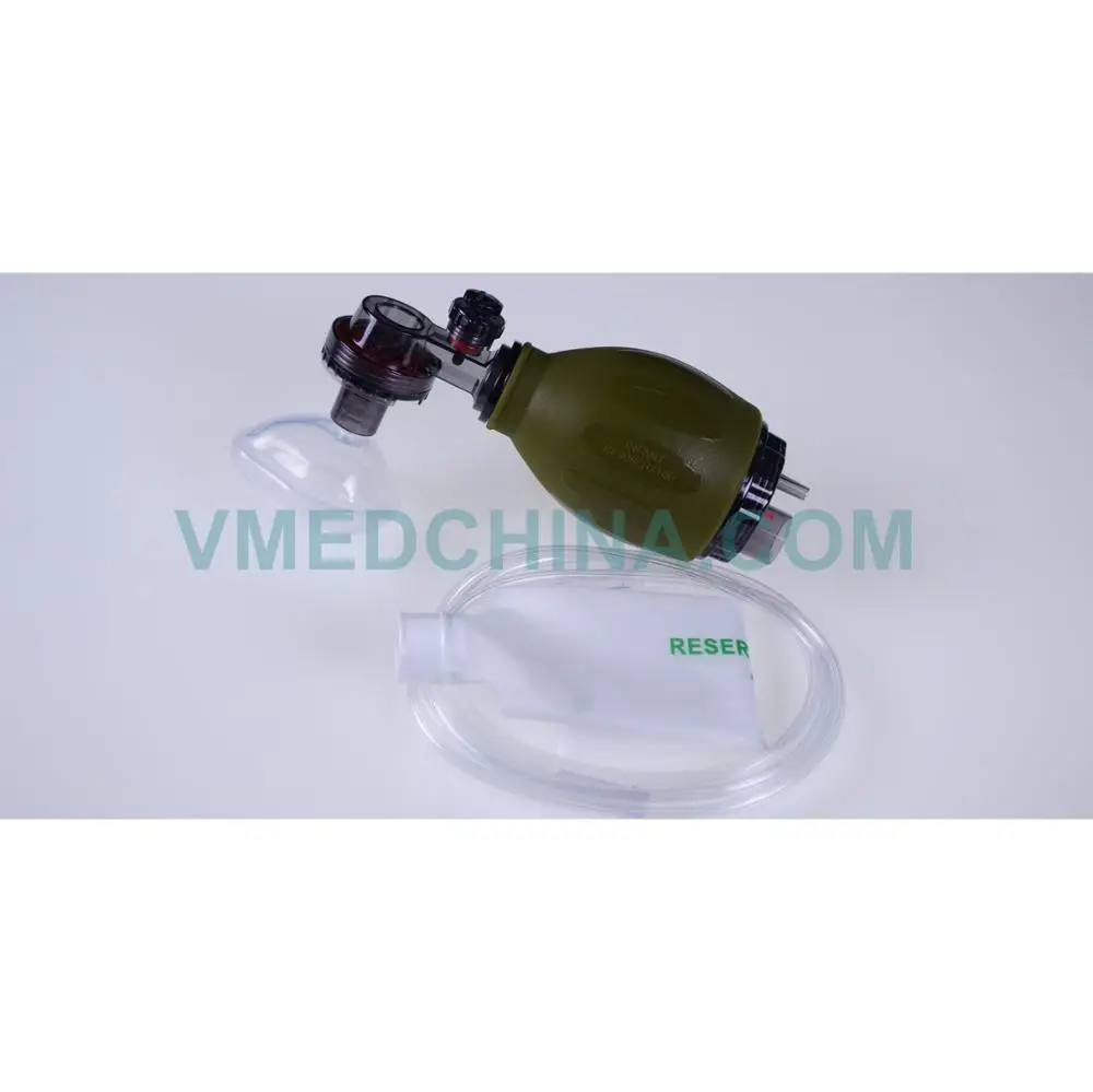 Silicone Neonatal Ambu Bag Reusable Pediatric Bag Valve Mask Bvm Set Army Green Tw8131, Manufactured By VMEDCHINA