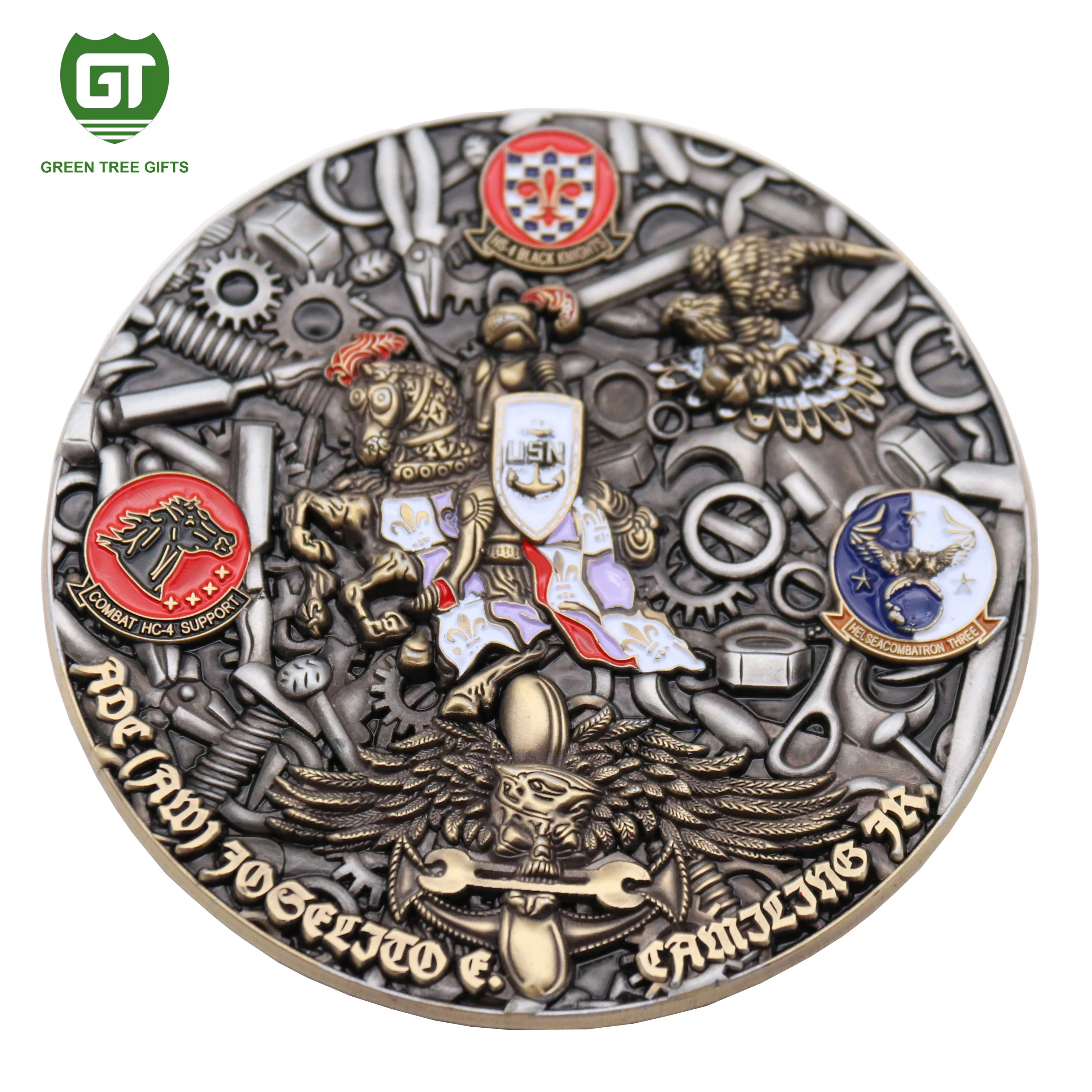 Zinc alloy 3D embossed military award challenge coin for wholesale