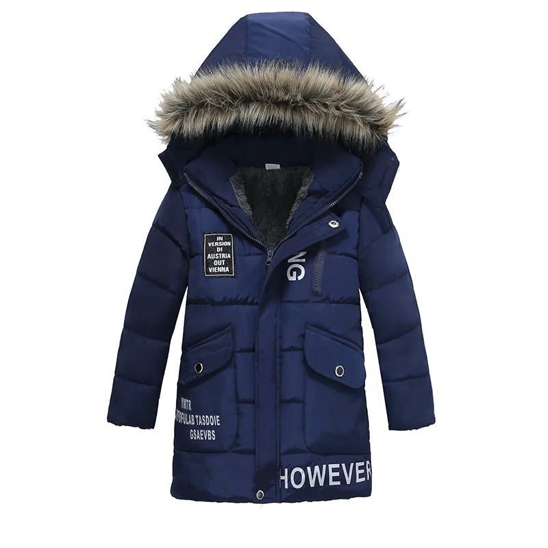 
Boy winter detachable hooded letter printed cotton coat wholesale 