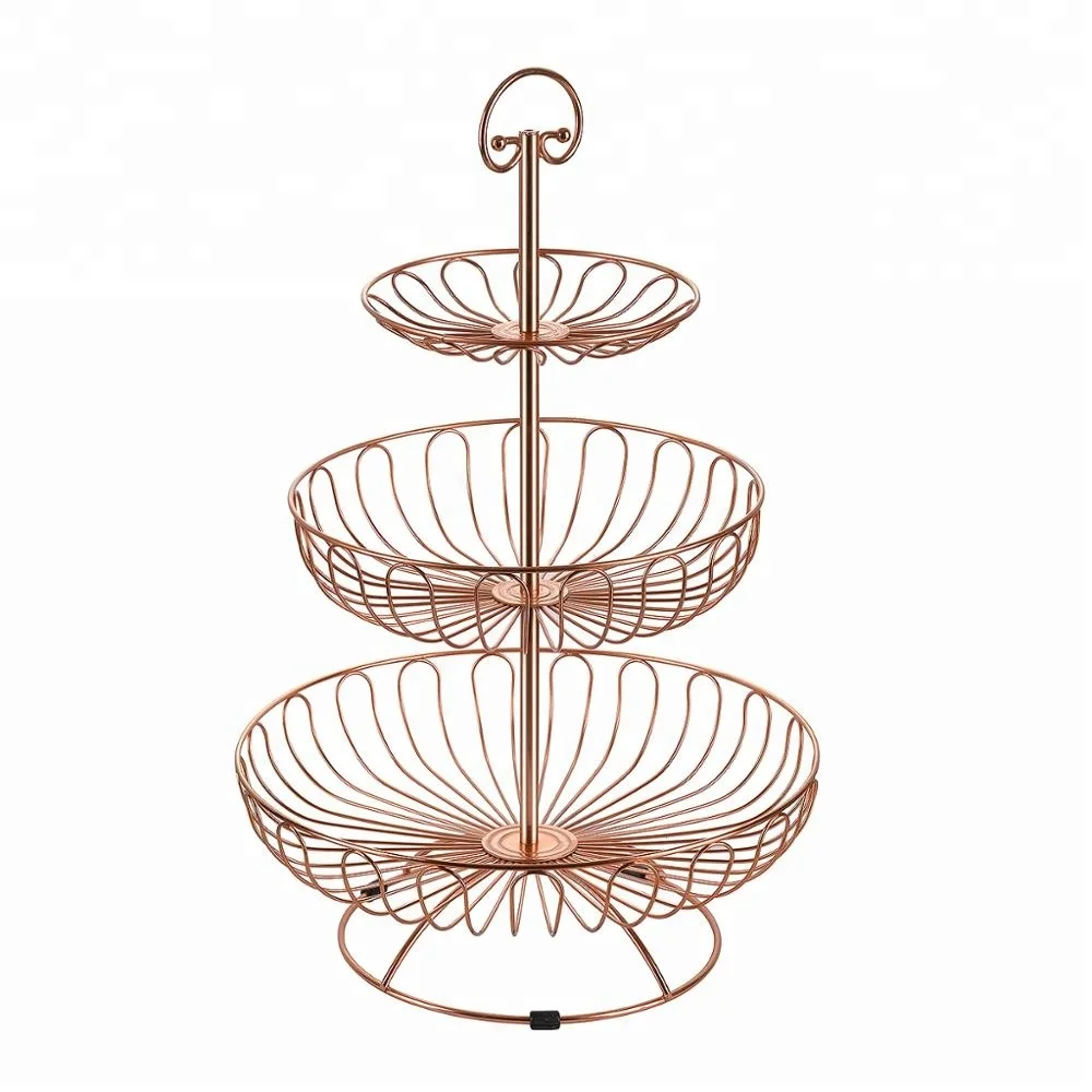 Wedding Party Metal Wire 3 tier collapsible rose gold cake cupcake stand for Birthday