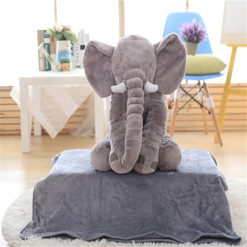 Fashion Lovely Plush Elephant Stuffed PP Cotton Baby Comforting Sleeping Pillow Elephant Blanket Toys