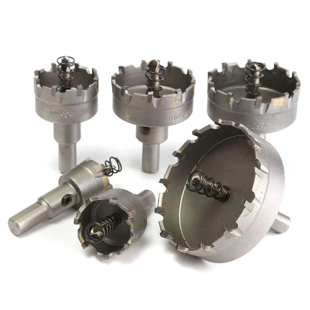 6PCS 22mm 30mm 35mm 45mm 50mm 65mm HSS Carbide Tip TCT Drill Bit Hole Saw Cutter for Steel Stainless Steel Iron Wood