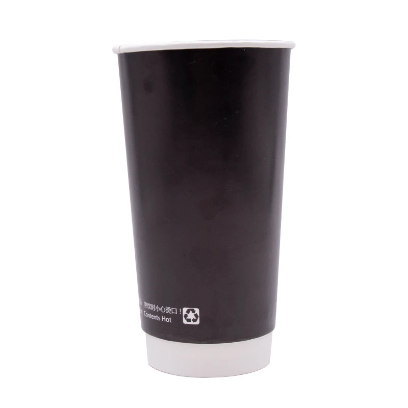 
Custom Print Double Wall Insulated Black Coffee Drinking Paepr Cup with Lid for Hot Drink 