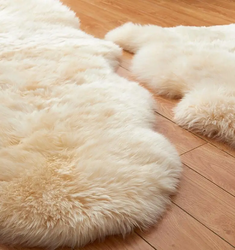 Tibetan Blond Color Curly Lamb Carpet Mongolian Long Hair Sheep Plate Fur