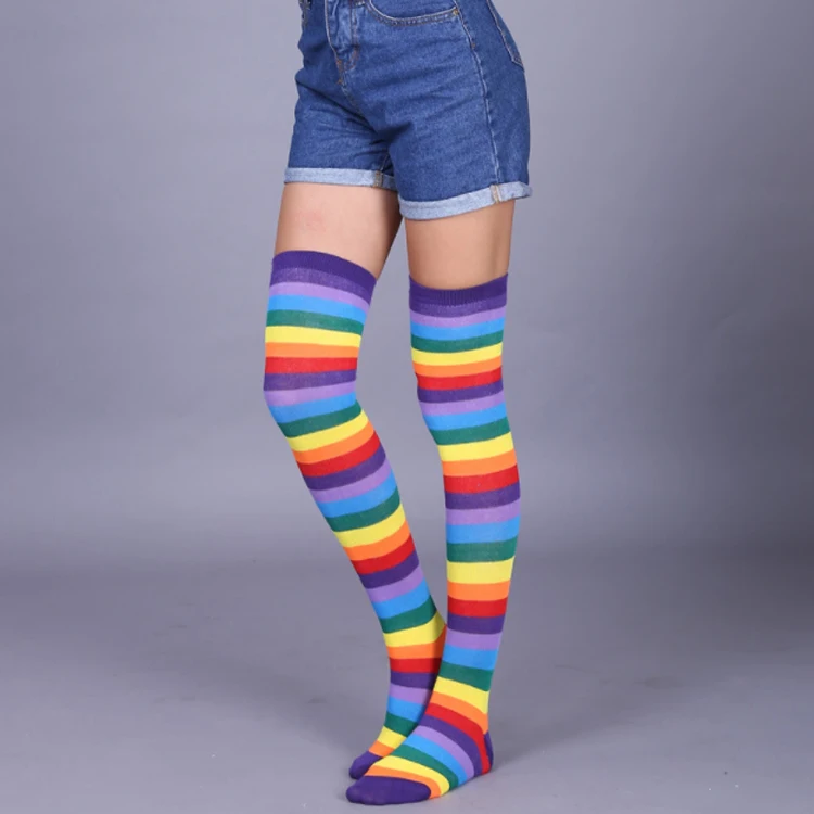 Изготовленные На Заказ Высокие Носки радуги и рождественские носки чулки
