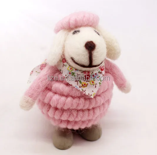 Customized Lovely wool felt yarn Knitted Stuffed Animals- colourful sheep