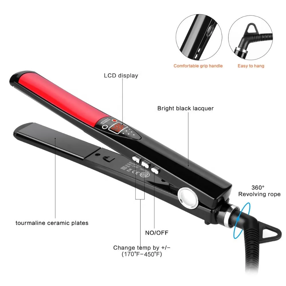 CHJ-173 Good Sale Korean Hair Straightener Rotatable Power Cord Ceramic Plate