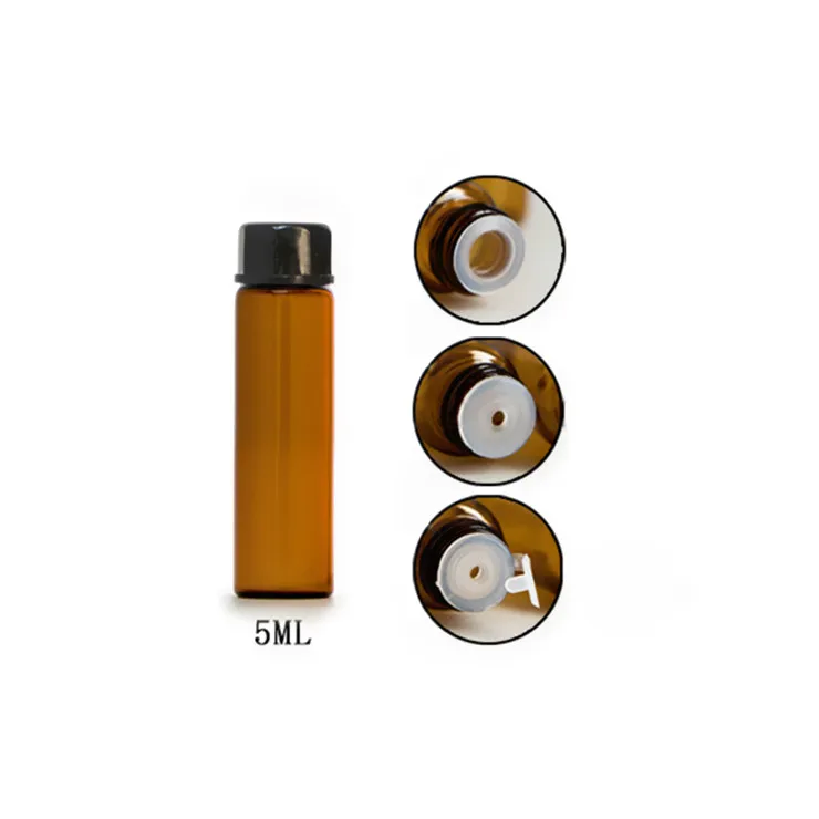 1ml 2ml 3ml 5ml Glass Vial Bottles Amber Color with Black Cap and Three Kinds of Tips Gasket for Samples Filling Use