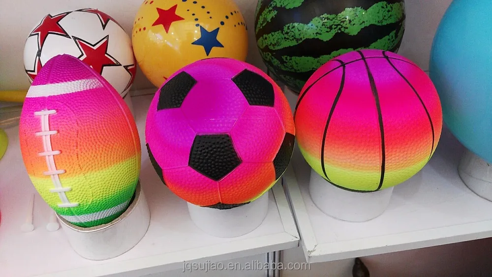 3pk Sports Toy ball high quality rainbow Knobby ball pvc inflatable toy ball