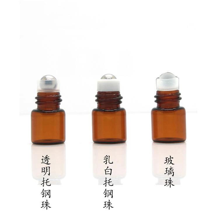 1ml 2ml 3ml 5ml 10ml amber blue glass roller bottle for eye cream with steel roller and lid