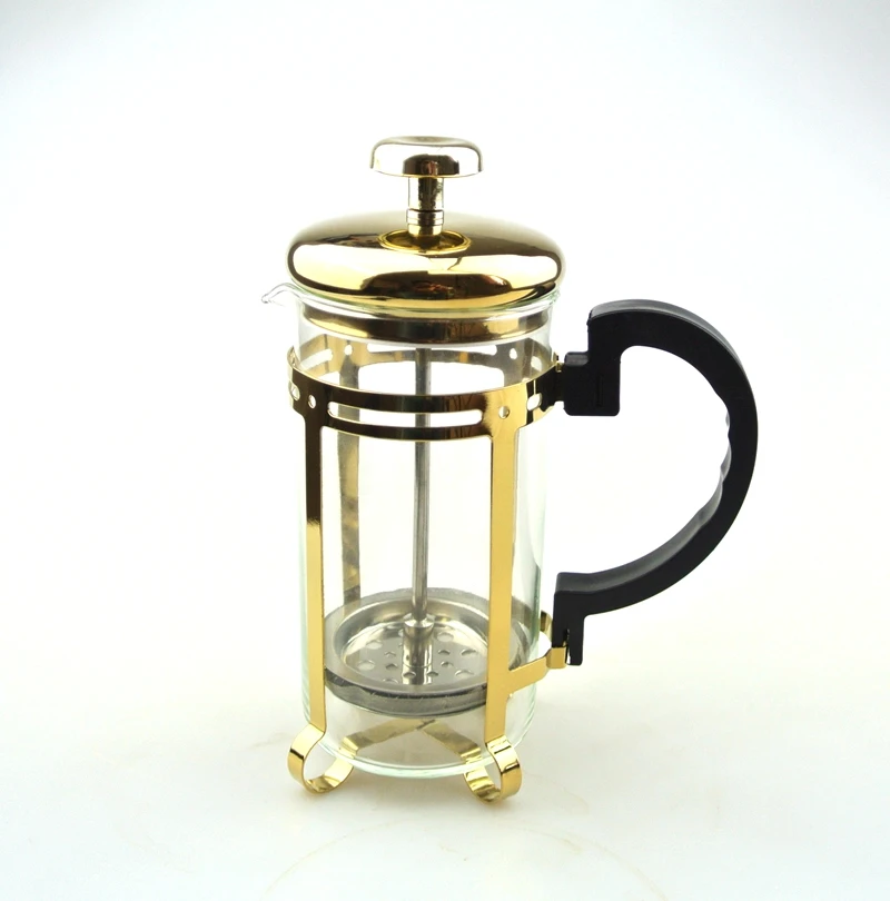 T-224 Nice Portable Ecocoffee Accessories Gift Box with one gold french press + Coffee Manual Grinder for Family/Friend Gift Set