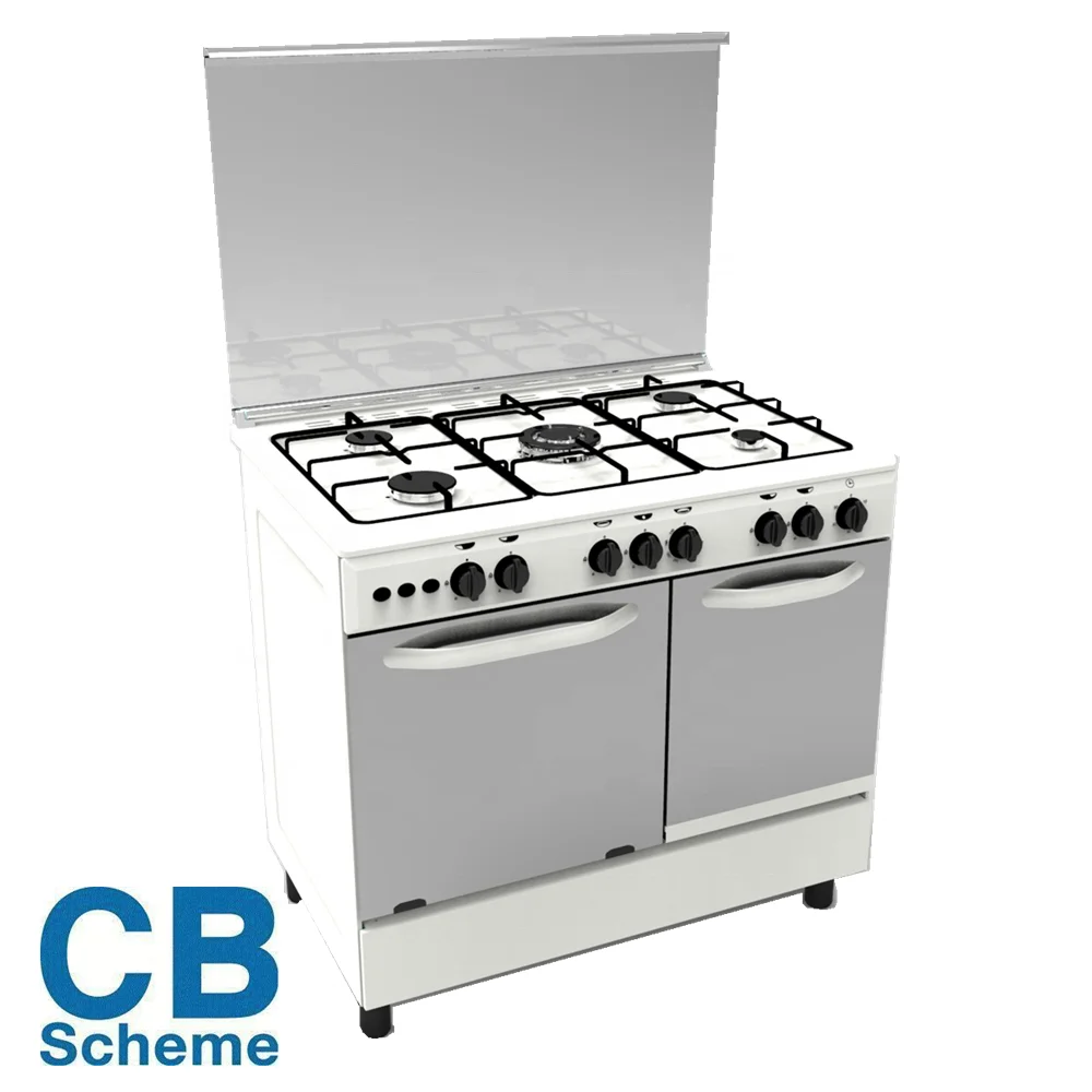 High ranking low price white body gas cooker with oven with double ovens