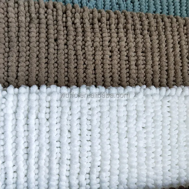 100% polyester microfiber chenille bath mat absorbent shower rug anti slip foot mat