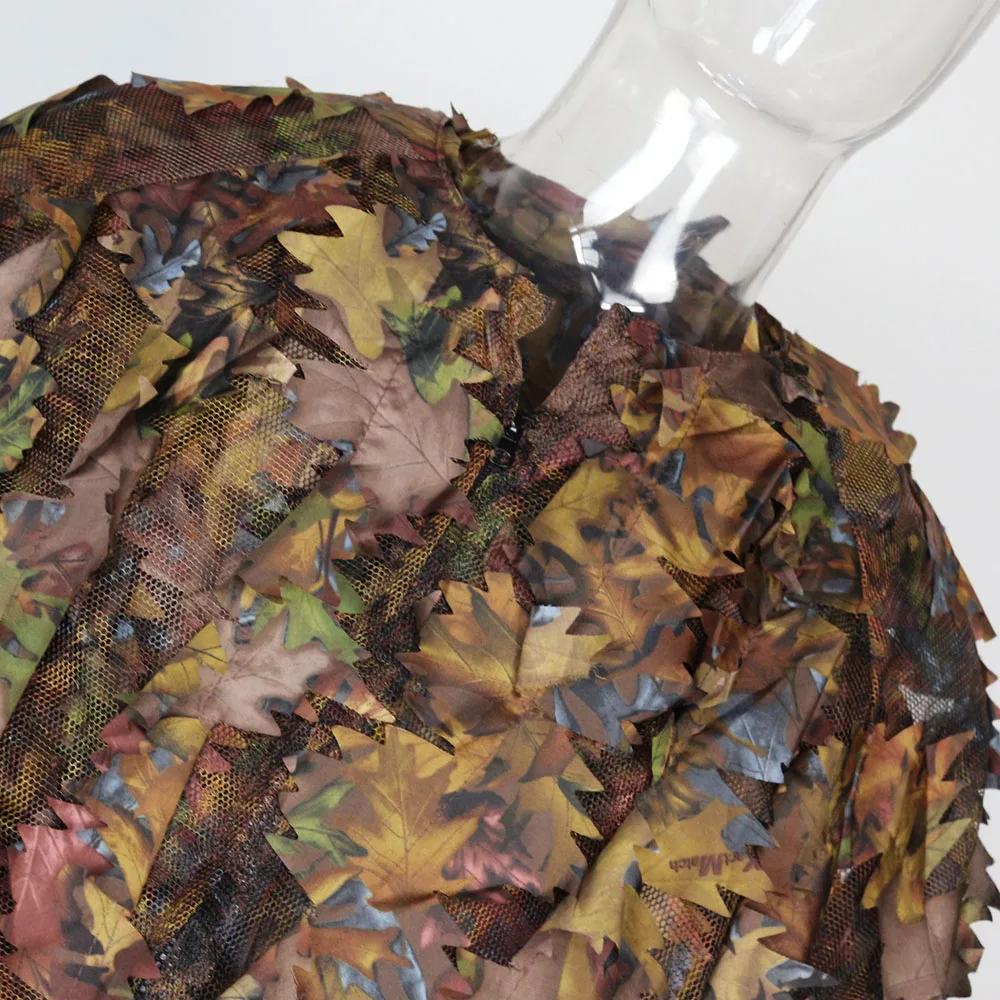 Custom 3D leaf camo woodland digital camouflage clothing  uniform ghillie suit fabric for hunting