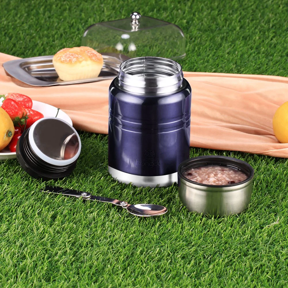 hot sales 750ml children food flask food jar stainless steel lunch box  soup container water bottle with lid and spoon