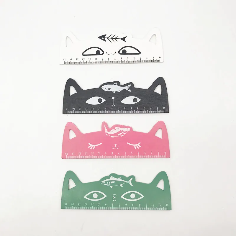 
Cartoon cute cat shaped colorful wooden ruler for kids 