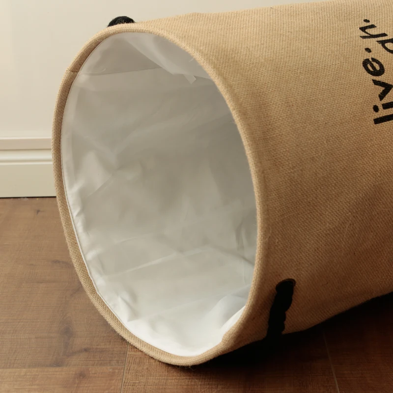 Customized Logo Multi-function Decorative Cotton Folding Collapsible Linen Hemp Burlap Jute Laundry Basket