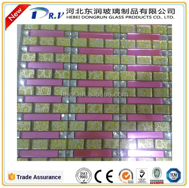 all kind of colored pink glass mosaic tiles