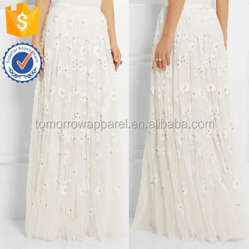 New Fashion Embellished Tulle Maxi Midi Pencil Skirt DEM/DOM Manufacture Wholesale Fashion Women Apparel (TA5184S)