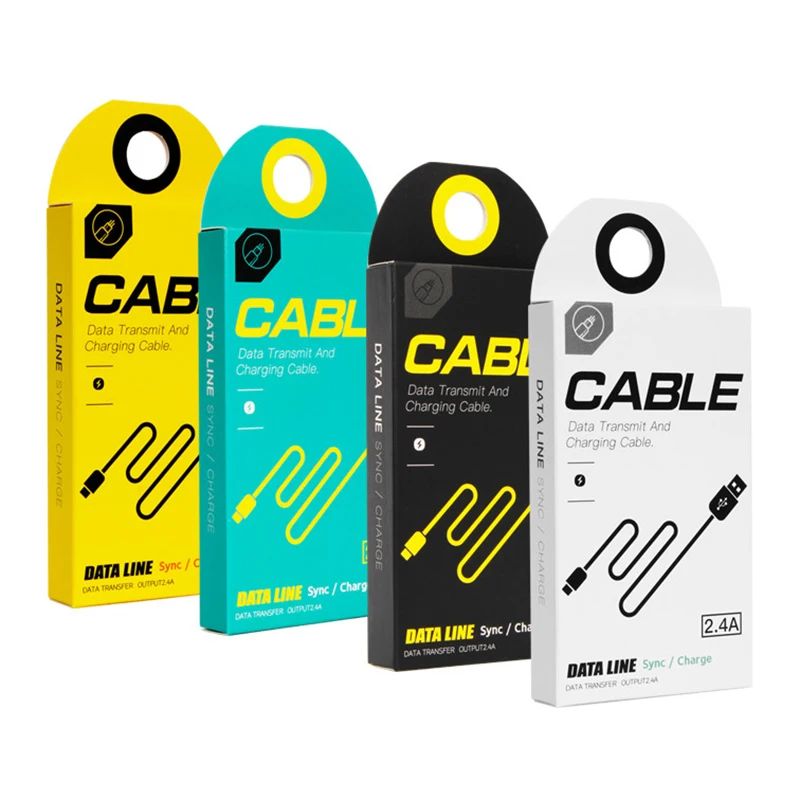 
New custom 350gsm white cardboard paper charger data usb cable box packaging for iphone 11 