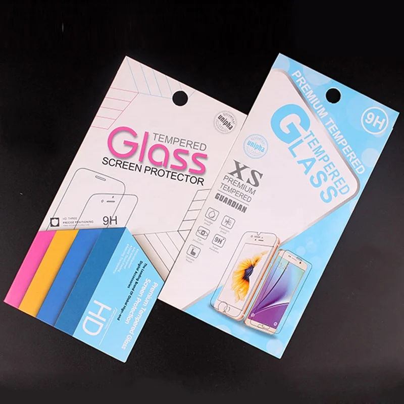 
170gsm art paper universal phone tempered glass screen protector retail packaging box 