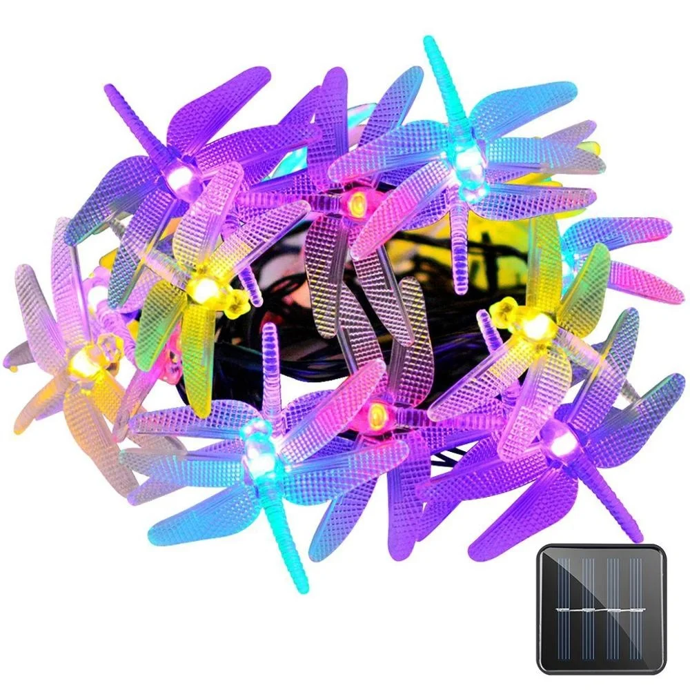 
4.8M 20LED Dragonfly Christmas Decoration Solar LED String Fairy Light For Party Home Wedding Garden Garland 