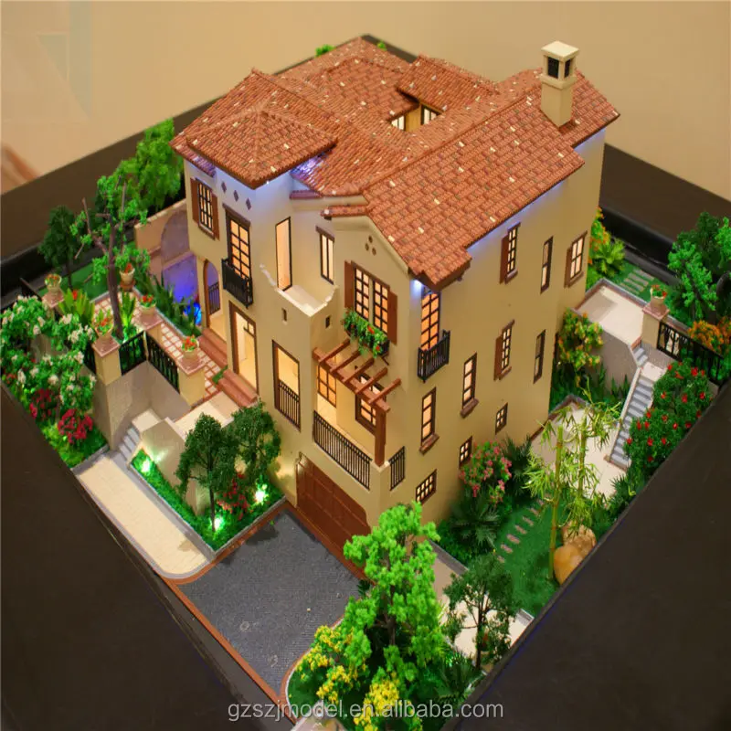 beautiful villa architectural model design ,3D rendering miniatures