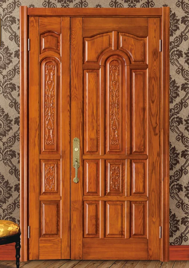 Chinese style main door of unequal double wood door