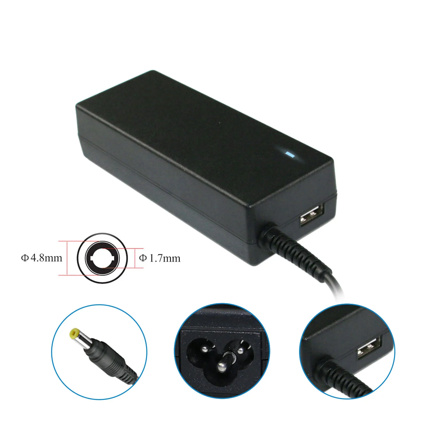 
New universal world travel adaptor Laptop Charger Adapter With USB For HP 18.5V 3.5A 4.8*1.7 