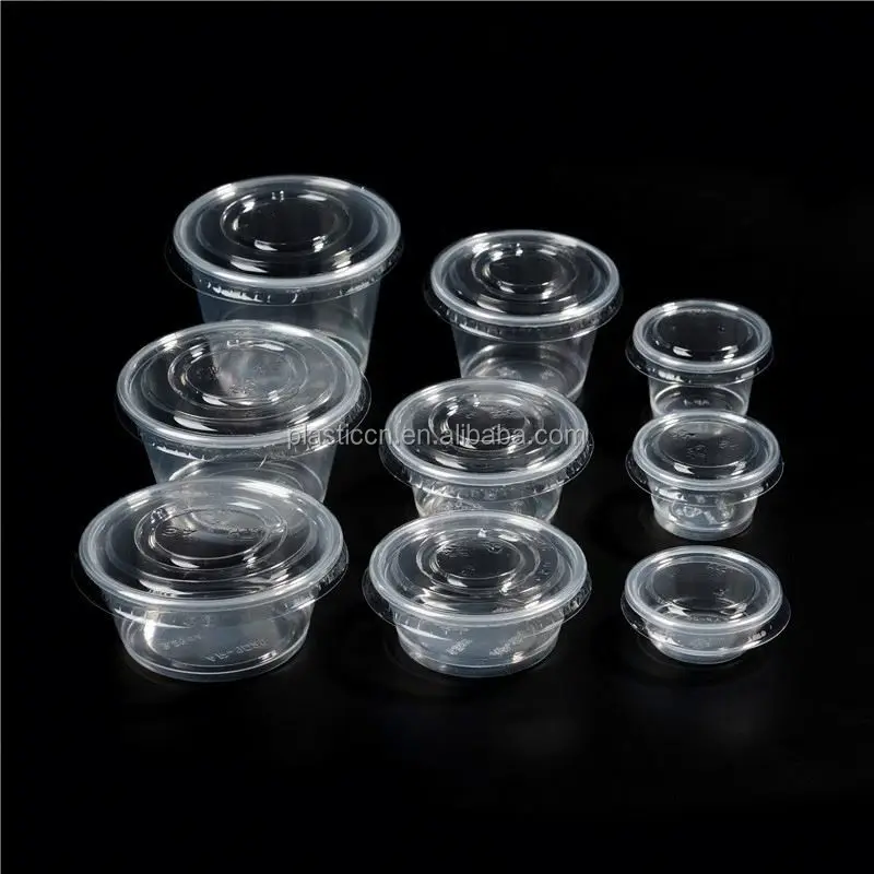 80cc clear Sauce Container Disposable Cups with Lids/ Espresso Cups with Lids/ 2oz Portion Cup Souffle Cup