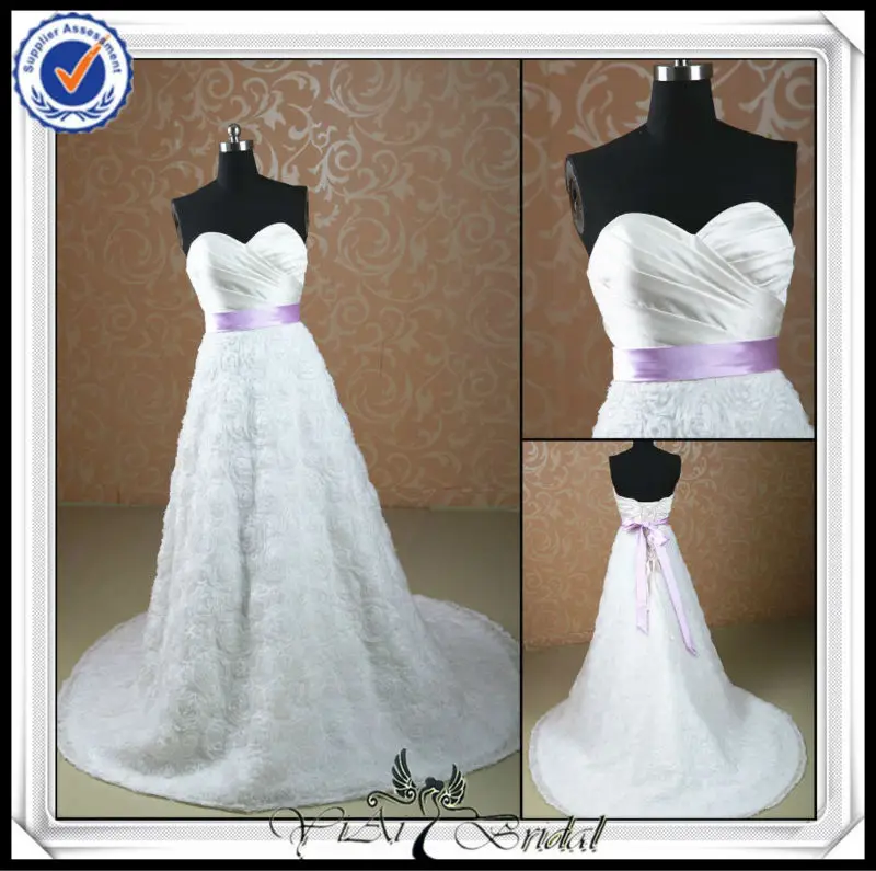 jj0078 baded возлюбленной цветок юбка фиолетового и слоновой кости свадьбы платье