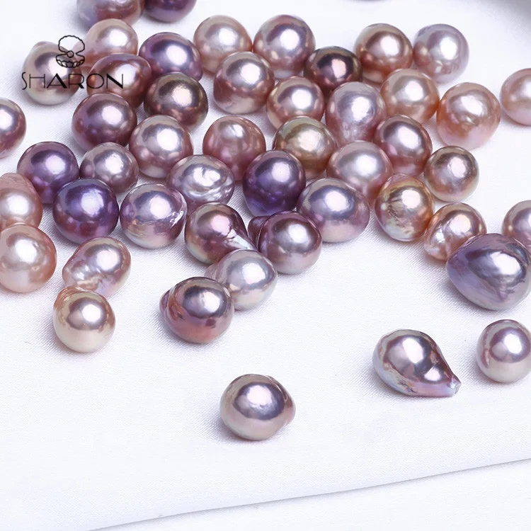 
12-14mm High Luster Rainbow Metal Fireball Edison Baroque Pearl Beads 
