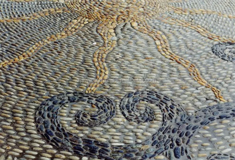 Cheap pebble stone mosaic wall finishes flooring tiles