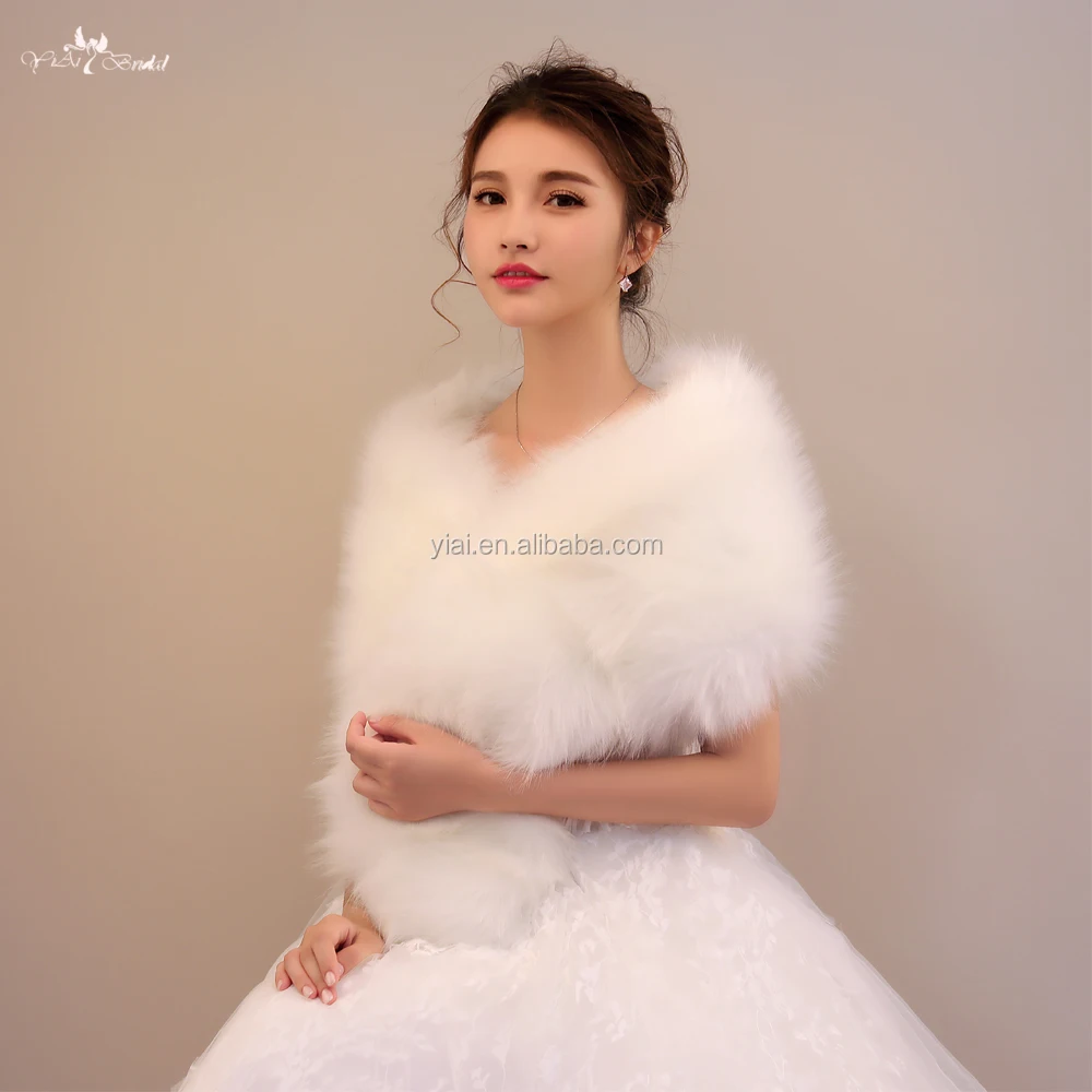 
LZP195 Lovely Off Shoulder White Fur Bolero Winter Wedding Cape 