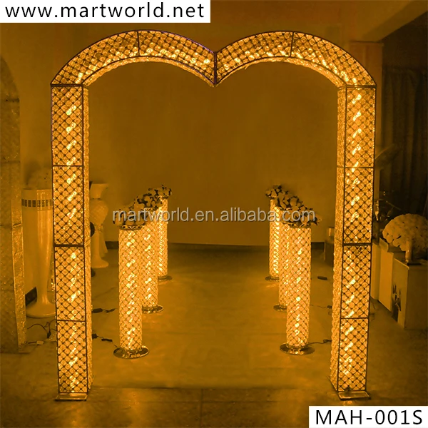
2021 hight quality RGB LED light crystal arch LED backdrop wedding stage for wedding decoration and party decoration(MAH-001) 