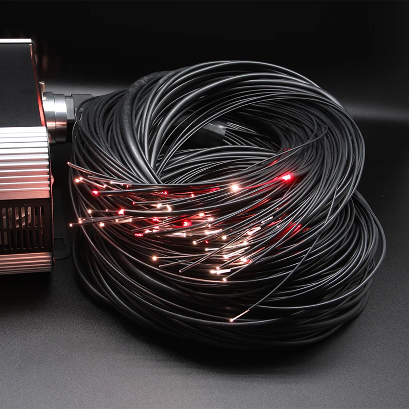 Amazon hot sale mitsubishi PEOF-2.0mm pmma end glow fiber optic cable with black jacket diy led pool light kits