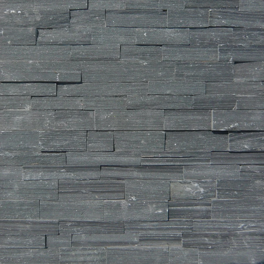 
Черная шиферная панель из искусственного камня с разрезом, многослойная каменная декоративная панель для стен 