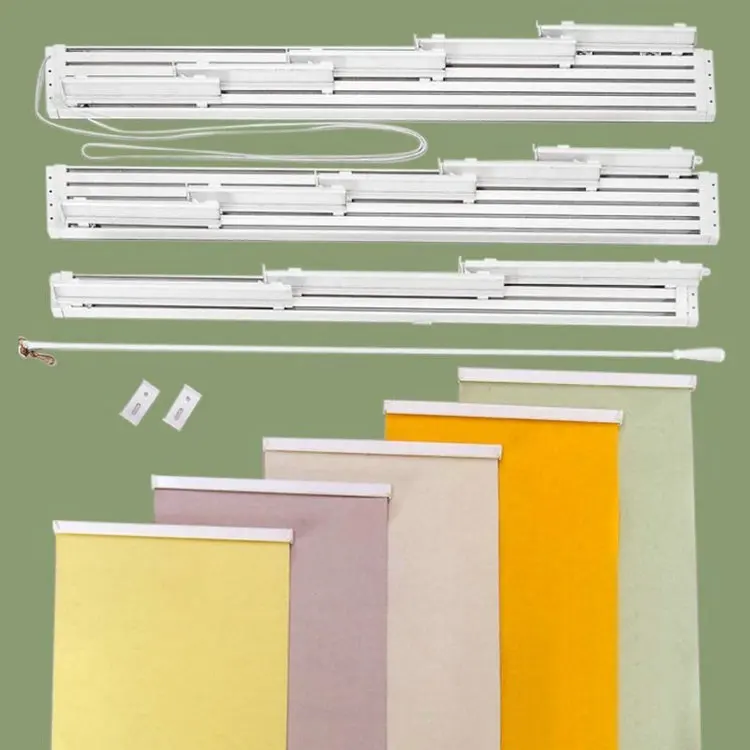 Adjustable Sliding Panel Double Rail Track Cordless Blind Curtain